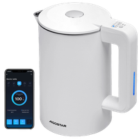 aigostar benjamin - inteligente hervidor de agua temperatura regulable de 40c a 100c  conexion wi-fi alexa y google home doble pared de acero inoxidable 2200w 17l mantener caliente 24 hora blanco