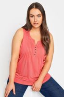 yours camiseta coral sin mangas de algodon con jaretas mujer curvy y tallas grandes yours
