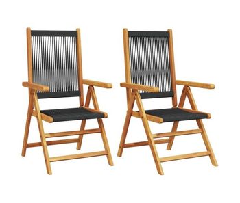 Vidaxl sillas de jardín 2 uds madera maciza acacia polipropileno negro