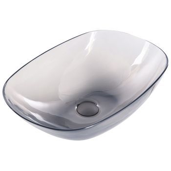 Lavabo Sobre Encimera De Baño Solid Surface Semi Transparente 54 X 36 Cm Negro Moengo