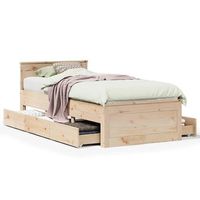 cama sin colchon con cabecero madera maciza de pino 90x190 cm