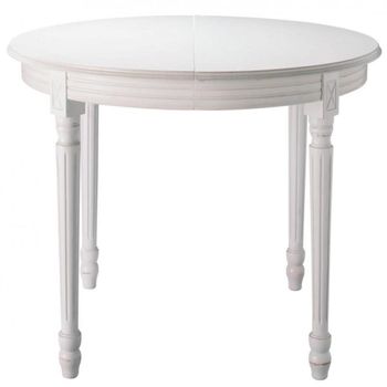 Mesa de comedor extensible blanca de roble y MDF de 120 a 200 cm