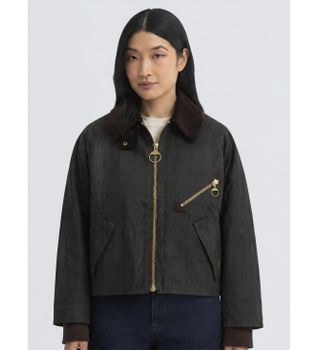 Barbour para mujer. LWX1567 Chaqueta de algodón encerado Arlene Checked Wax verde (S), Casual