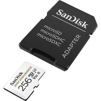sandisk high endurance microsdhc 256gb clase 10 u3 v30 uhs-i  adaptador sd