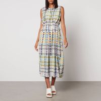 stine goya rowena checked stretch-jersey midi dress - l