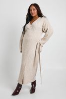 vestido jersey plus cruzado de canale mixto beige