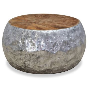 Mesa De Centro Aluminio Teca 60x60x30 Cm Vidaxl