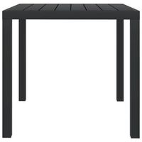 mesa de jardin  mesa de exterior de aluminio y wpc negra 80x80x74 cm