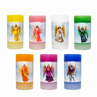velones de arcangeles pack 2 velas artesanales de cera vegetal - fabricadas en espana duracion 48h - miguel rafael gabriel chamuel zadquiel uriel jofiel - velas de ritual peticion y proteccion