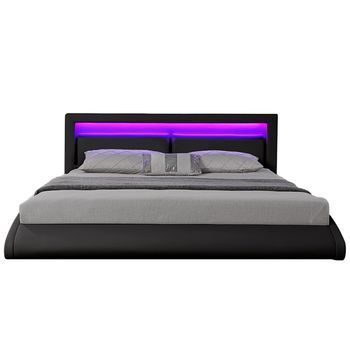 Brixton Estructura De Cama De Polipiel Negra Con Led Integrados 140 X 190 cm