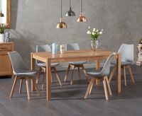 oxford 150cm solid oak dining table with duke faux leather chairs