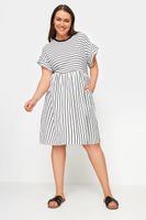 yours vestido mini blanco de rayas en algodon mujer curvy y tallas grandes yours