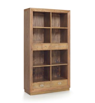 Librería de madera de mindi beige 8 huecos alt. 190 cm