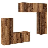 unidad de pared para tv 5 uds madera envejecida vidaxl