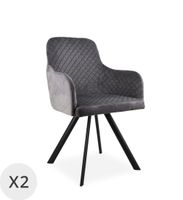 set de 2 sillones tapizados con terciopelo gris