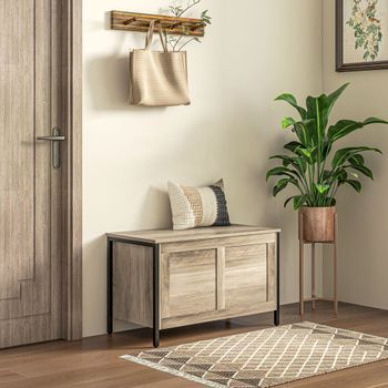 Baúl De Almacenaje De Melamina Acero Homcom 80x40x50 Cm Grisáceo