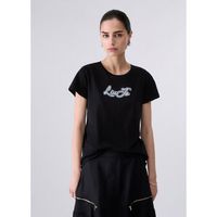liu jo tops y camisetas t-shirt en jersey con logo para mujer