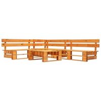 4 piezas set de muebles de palets de jardin  sofa de exterior madera marron miel cfw17647