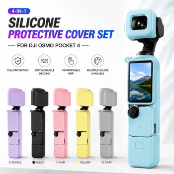 Funda protectora de silicona TPU 4 en 1 para DJI OSMO Pocket 4, carcasa para lente, pantalla y mango, accesorios para cámara