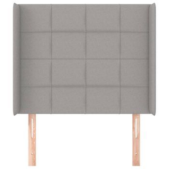 Cabecero Cama Mueble De Dormitorio Con Orejas De Tela Claro 83 X 16 X 118/128 Cm Gris M02_0003280
