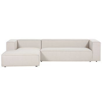 Sofá Esquinero Tapizado Minimalista 3 Plazas Beige Derecho Vernon