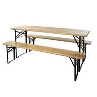 juego mesa de jardin de madera y patas metalicas