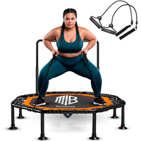 cama elastica de fitness plegable de 105 cm con manillar regulable y bandas elasticas