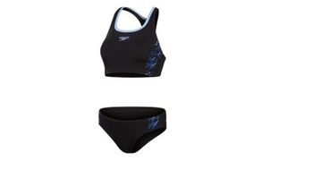 Banador de 2 piezas speedo para mujer negro   azul