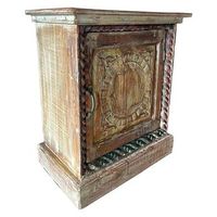 mesita de madera acabado artesanal marron 52x30x56h cm