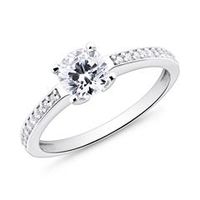 9 quilates anillo de compromiso de oro blanco con circonita