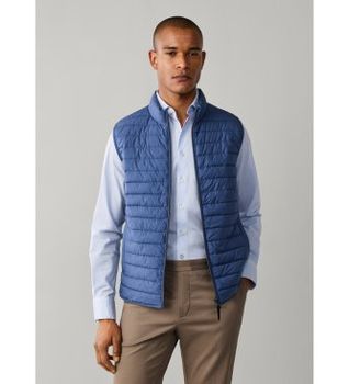 Hackett London para hombre. HM4000197 Chaleco Ultra azul (L), Casual, Poliéster