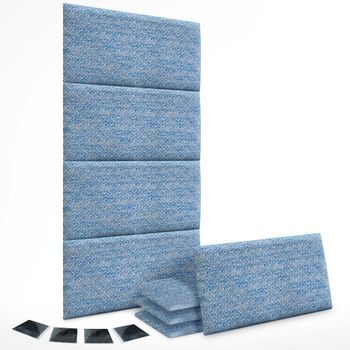 Dhome Juego De 8 Paneles Tapizados De Tela De Lujo Pack Autoadhesivos Para Pared Acústicos Absorbentes Protección (ethnic Blue, 50x40cm, X8)