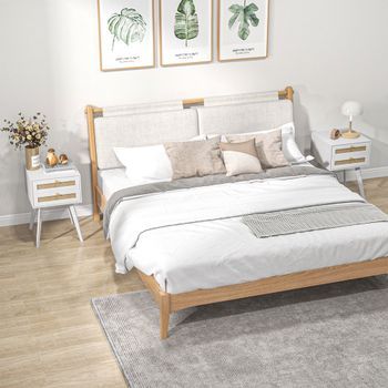 2 Mesitas De Noche De Melamina Homcom 40x40x60 Cm Blanco