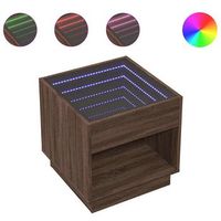 mesa de cafe  mesa de centro con infinity led marron roble 50x50x50 cm