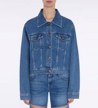 7 For All Mankind para mujer. 7U954C10WED Chaqueta Nellie azul (M), Casual, Algodón