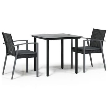 Juego Comedor Jardín 3 Uds Y Cojines Ratán Sintético Y Acero Cfw307492