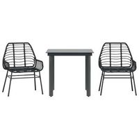 muebles de jardin 3 uds ratan sintetico vidrio negro cfw912089