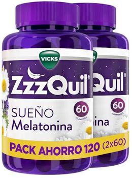 ZzzQuil Sueño Melatonina 1mg Dormir Frutos del Bosque 2x60 Gummies