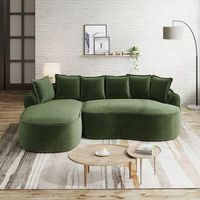 sofa esquinero modular sin marco de chenilla con asiento profundo chaise longue no requiere montaje color verde