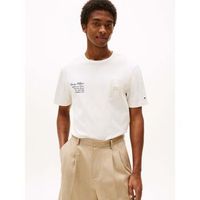 tommy hilfiger camiseta mw0mw39364 varsity-z00 ivory petal para hombre