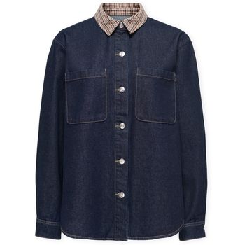 Only Blusa Vera Check Shirt - Dark Blue Denim para mujer