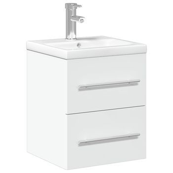Mueble De Baño | Armario De Baño Con Lavabo Integrado Blanco