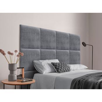 Dhome Cabecero Tapizado Para Camas De 110cm Compuesto De Paneles Autoadhesivos Intercambiables De Pana Premium Cama Lujo Dormitorio Acolchado (gris