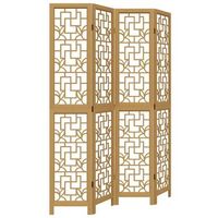 biombo separador de 4 paneles madera maciza paulownia marron vidaxl