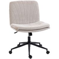 homcom silla de oficina piernas cruzadas con asiento ancho y ruedas beige