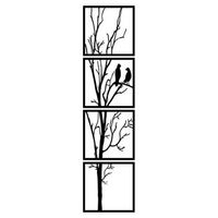 decoracion pared de metal arbol and birds b negro 44x44 cm 4 piezas