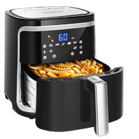 aigostar cube - freidora de aire sin aceite 7l 1900w 7 funciones preestablecidas doble uso con cesta o cajon sin bpa libro de recetas incluido