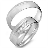 alianzas 14 quilates oro blanco 5 diamantes