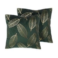 conjunto de cojines decorativos en terciopelo verde con patron de hoja 45 x 45 cm accesorio de casa moderno lamina dorada freesia