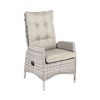 Sillón Para Jardín, Estructura En Aluminio, Aluminio Y Ratán Sintético Plano, Color Gris Claro, Sillon:63x67x120